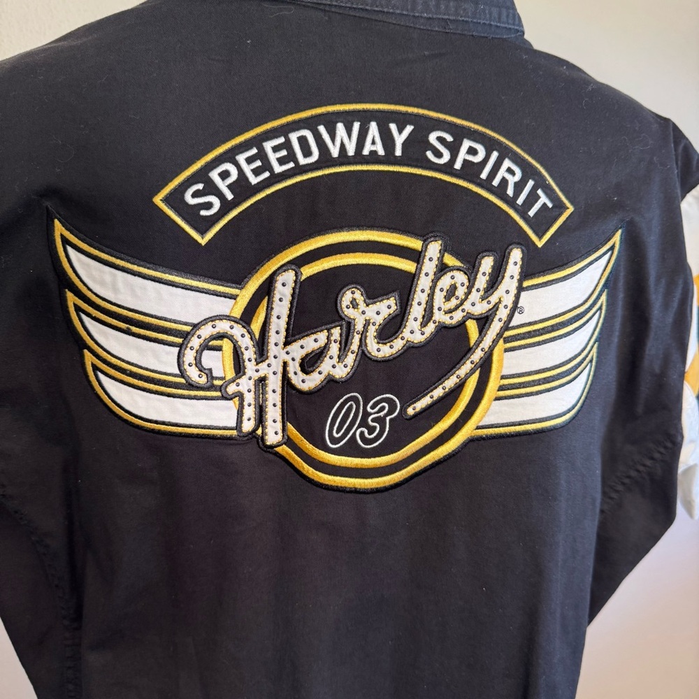HARLEY-DAVIDSON Vintage Women's Zip Front Short Sleeve Speedway Spirit - Picture 4 of 15